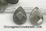 CTR671 Top drilled 10*14mm faceted briolette labradorite beads