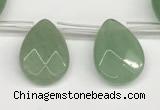 CTR696 Top drilled 12*16mm faceted briolette green aventurine beads