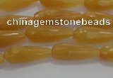 CTR75 15.5 inches 6*16mm faceted teardrop yellow jade beads