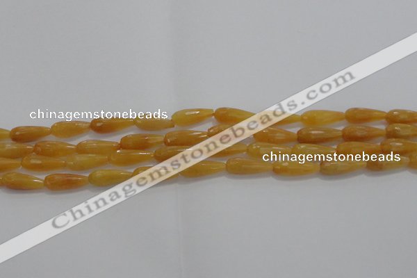 CTR75 15.5 inches 6*16mm faceted teardrop yellow jade beads