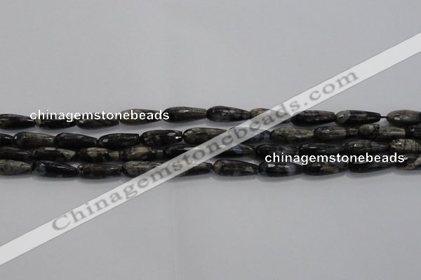 CTR78 15.5 inches 6*16mm faceted teardrop grey opal gemstone beads