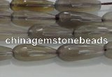 CTR79 15.5 inches 6*16mm faceted teardrop grey agate beads