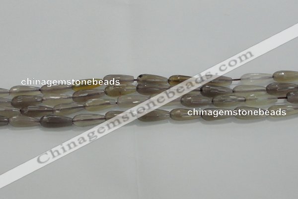 CTR79 15.5 inches 6*16mm faceted teardrop grey agate beads