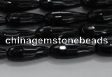 CTR82 15.5 inches 6*16mm faceted teardrop black agate beads