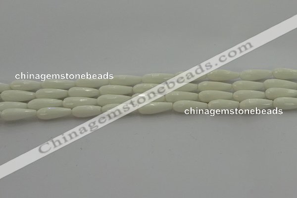 CTR83 15.5 inches 6*16mm faceted teardrop white porcelain beads