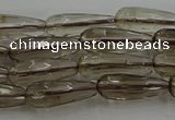 CTR85 15.5 inches 6*16mm faceted teardrop smoky quartz beads