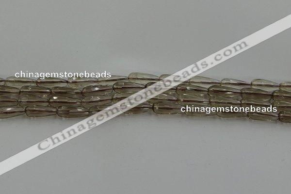 CTR85 15.5 inches 6*16mm faceted teardrop smoky quartz beads