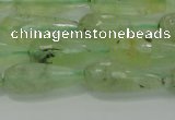 CTR93 15.5 inches 8*20mm faceted teardrop green rutilated quartz beads