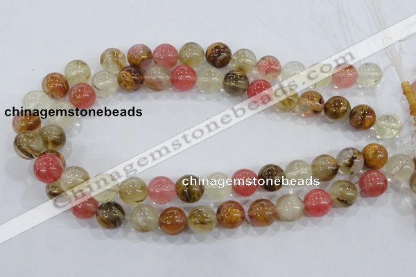 CTS06 15.5 inches 14mm round tigerskin glass beads wholesale