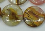 CTS50 15.5 inches 25mm flat round tigerskin glass beads wholesale