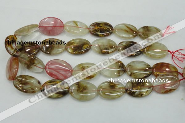 CTS51 15.5 inches 22*30mm oval tigerskin glass beads wholesale