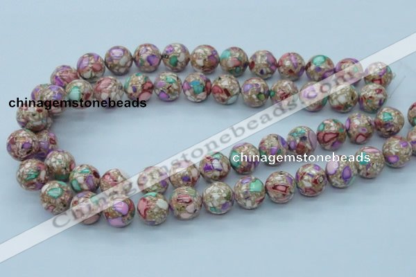 CTU107 16 inches 14mm round dyed flower turquoise beads wholesale