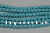 CTU1220 15.5 inches 4mm faceted round synthetic turquoise beads