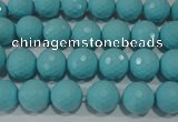 CTU1221 15.5 inches 6mm faceted round synthetic turquoise beads