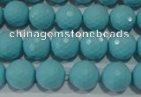 CTU1222 15.5 inches 8mm faceted round synthetic turquoise beads
