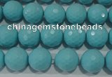 CTU1222 15.5 inches 8mm faceted round synthetic turquoise beads