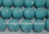 CTU1223 15.5 inches 10mm faceted round synthetic turquoise beads