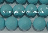 CTU1224 15.5 inches 12mm faceted round synthetic turquoise beads