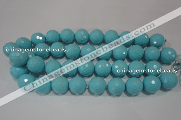 CTU1224 15.5 inches 12mm faceted round synthetic turquoise beads