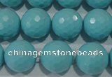 CTU1225 15.5 inches 14mm faceted round synthetic turquoise beads