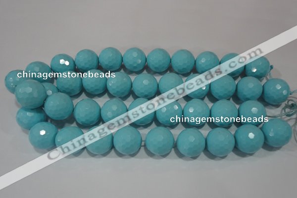 CTU1228 15.5 inches 20mm faceted round synthetic turquoise beads
