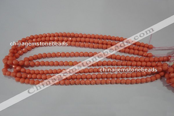 CTU1322 15.5 inches 6mm faceted round synthetic turquoise beads