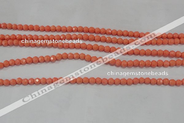 CTU1330 15.5 inches 2mm faceted round synthetic turquoise beads