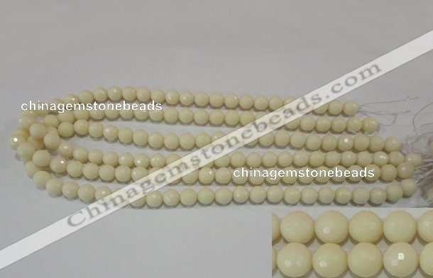 CTU1443 15.5 inches 8mm faceted round synthetic turquoise beads