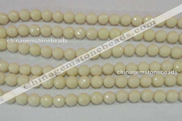 CTU1444 15.5 inches 10mm faceted round synthetic turquoise beads