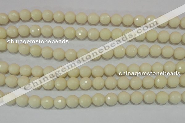 CTU1446 15.5 inches 14mm faceted round synthetic turquoise beads