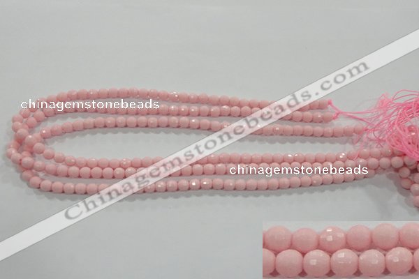 CTU1511 15.5 inches 4mm faceted round synthetic turquoise beads