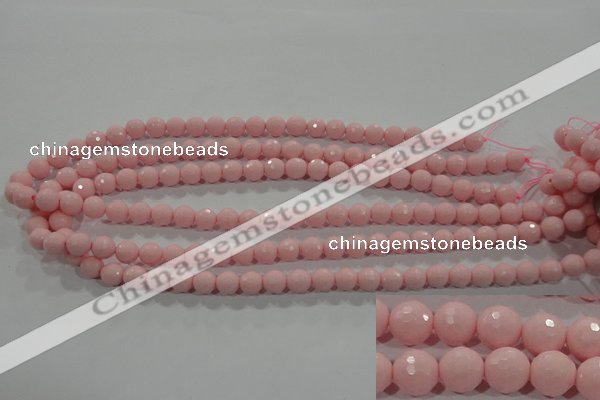 CTU1513 15.5 inches 8mm faceted round synthetic turquoise beads