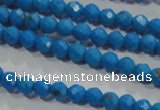 CTU1630 15.5 inches 4mm faceted round synthetic turquoise beads