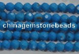 CTU1631 15.5 inches 6mm faceted round synthetic turquoise beads