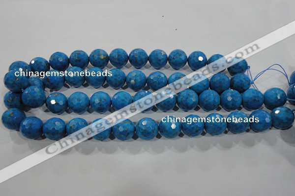 CTU1632 15.5 inches 8mm faceted round synthetic turquoise beads