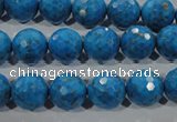 CTU1635 15.5 inches 14mm faceted round synthetic turquoise beads