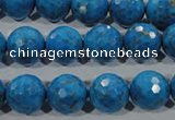 CTU1636 15.5 inches 16mm faceted round synthetic turquoise beads