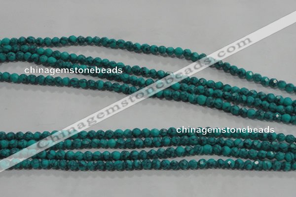 CTU1681 15.5 inches 4mm faceted round synthetic turquoise beads