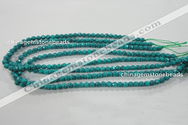 CTU1682 15.5 inches 6mm faceted round synthetic turquoise beads