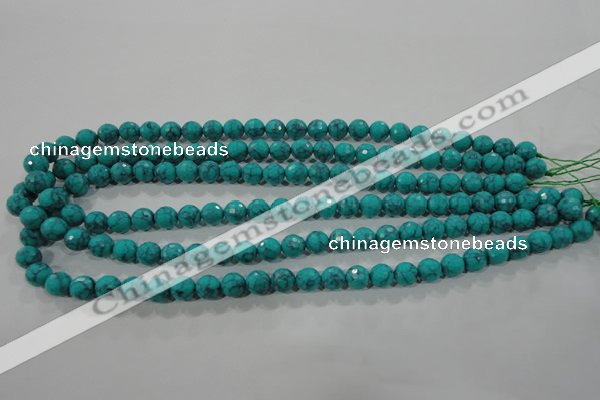 CTU1683 15.5 inches 8mm faceted round synthetic turquoise beads