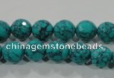 CTU1684 15.5 inches 10mm faceted round synthetic turquoise beads