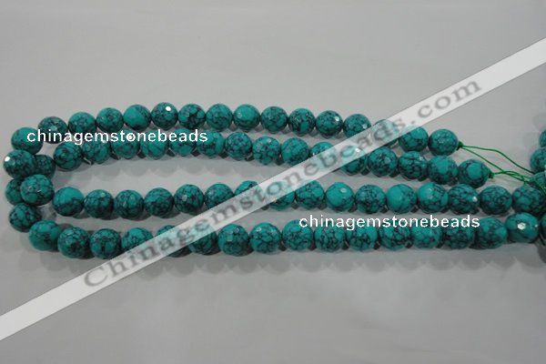 CTU1684 15.5 inches 10mm faceted round synthetic turquoise beads