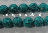 CTU1685 15.5 inches 12mm faceted round synthetic turquoise beads