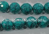 CTU1686 15.5 inches 14mm faceted round synthetic turquoise beads