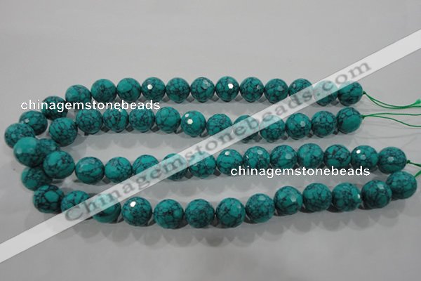 CTU1686 15.5 inches 14mm faceted round synthetic turquoise beads