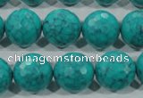 CTU1687 15.5 inches 16mm faceted round synthetic turquoise beads