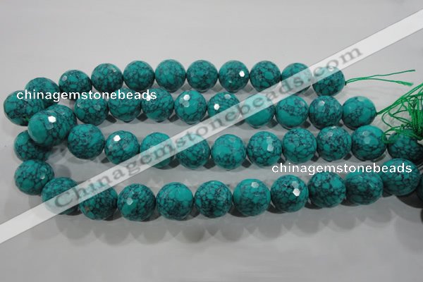 CTU1688 15.5 inches 18mm faceted round synthetic turquoise beads