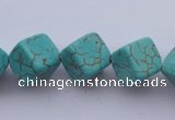 CTU18 15.5 inches 10*10mm cublc blue turquoise strand beads Wholesale