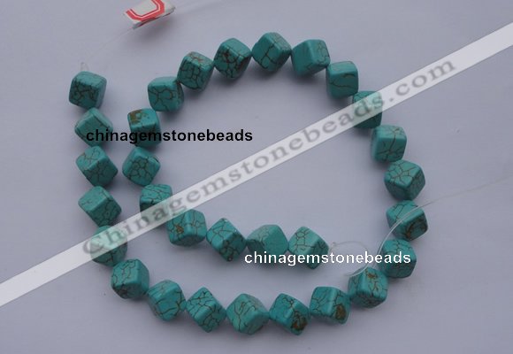 CTU18 15.5 inches 10*10mm cublc blue turquoise strand beads Wholesale