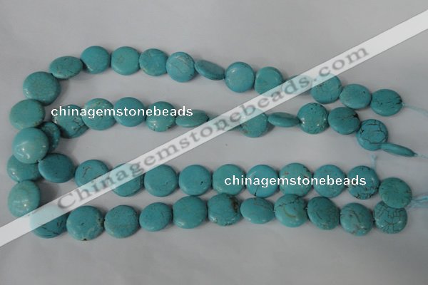 CTU1884 15.5 inches 16mm flat round imitation turquoise beads